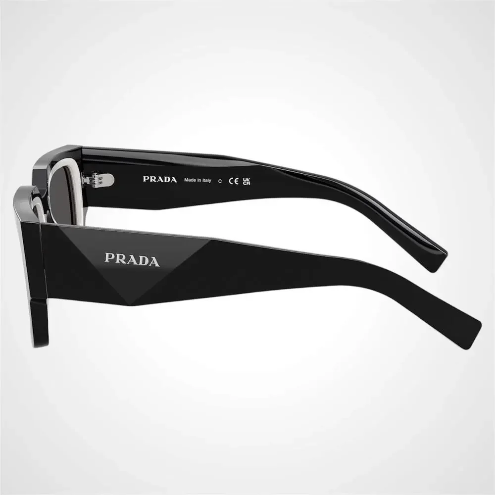 NEW PRADA Sunglasses Black & Talc Rectangle Square Mens 54mm Prada - Picture 3 of 6